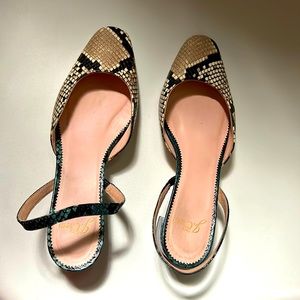Jcrew Slingbacks multicolor snake print